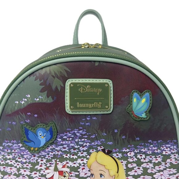 Loungefly Disney Alice in Wonderland Field of Flowers Mini Backpack & Wallet NWT - Picture 5 of 11